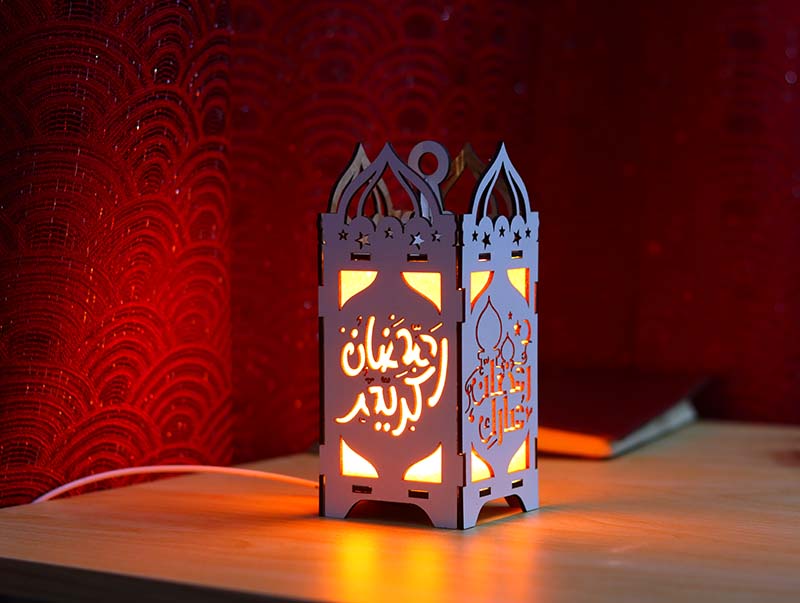 Ramadan Kareem Lamp Wooden Lantern Hanging Lamp Laser Cut 3mm Free Vector
