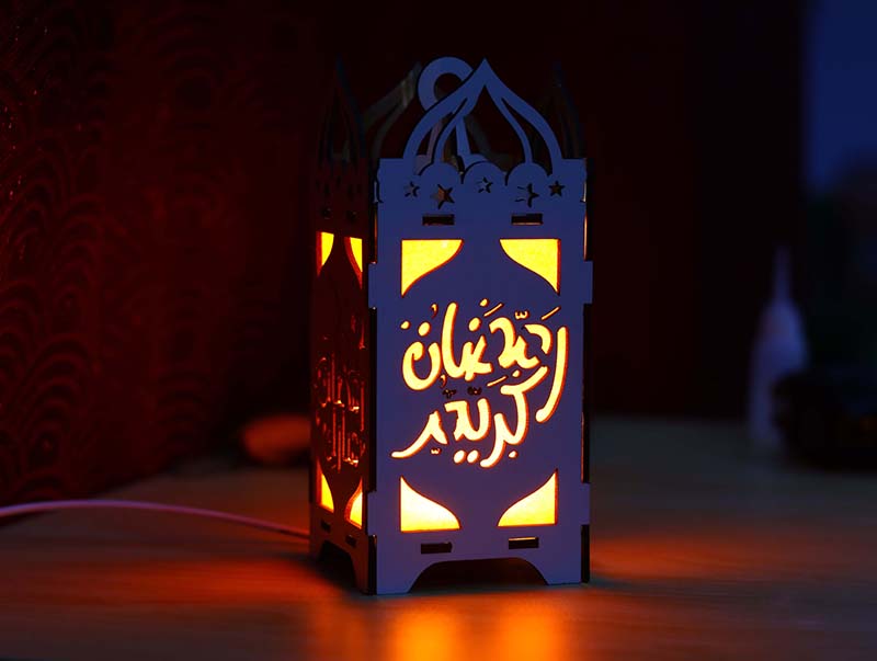 Ramadan Kareem Lamp Wooden Lantern Hanging Lamp Laser Cut 3mm Free Vector