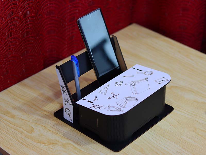 Laser Cut Office Desk Organizer Pen Holder Mobile Stand Storage Box 3mm Free Vector