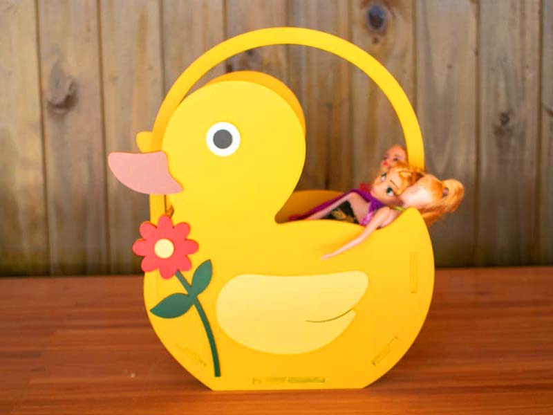 Laser Cut Duck Basket Candy Gift Basket with Handle 3mm Vector File