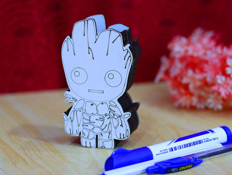 Laser Cut Groot Character Pencil Box Pen Holder Gift for Kids Free Vector File