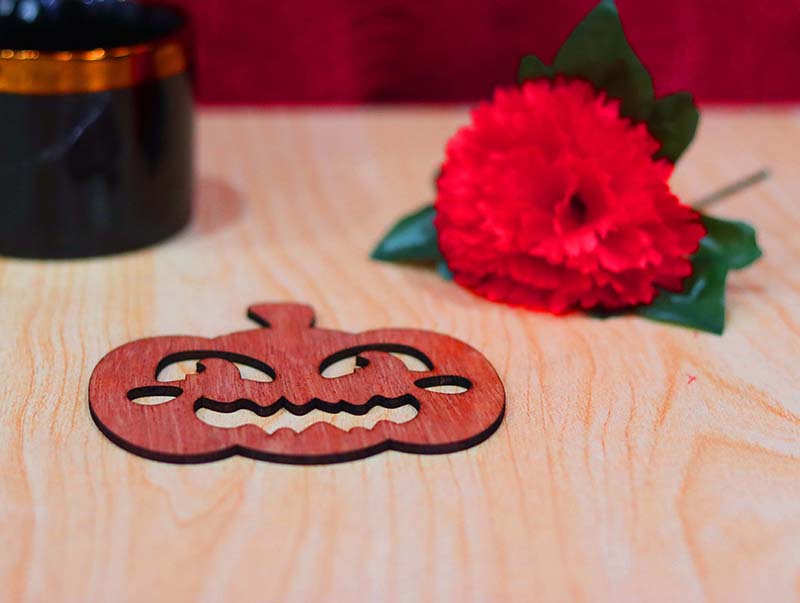 Laser Cut Wooden Halloween Coaster Template Pumpkin Coaster Vector File