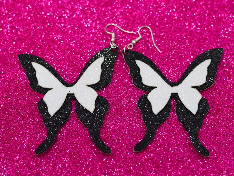 Laser Cut Glitter Paper Butterfly Earring Design Foam Sheet Earrings Free Vector