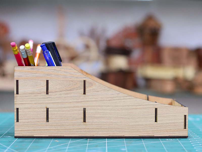 Laser Cut Pencil Box Template Wooden Desk Organizer Pencil Desk Box 3mm Vector File