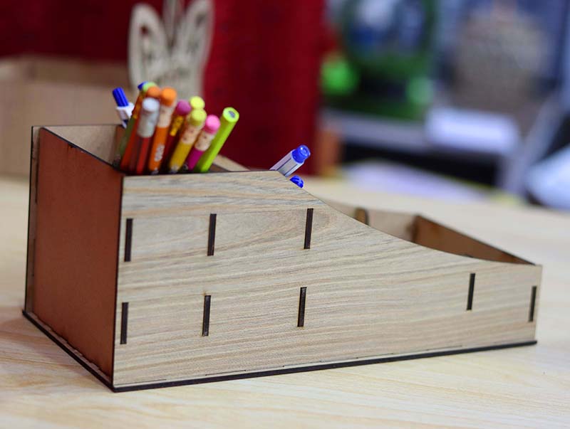 Laser Cut Pencil Box Template Wooden Desk Organizer Pencil Desk Box 3mm Vector File