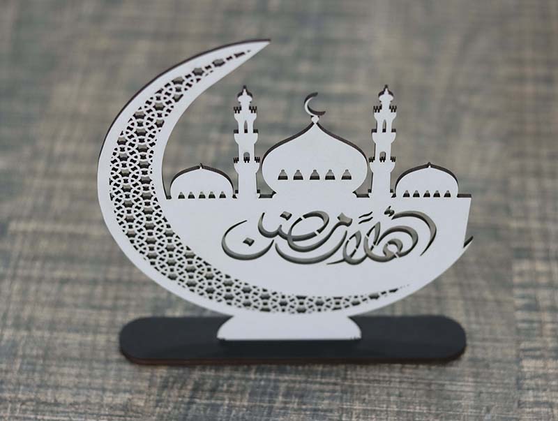 Laser Cut Freestanding Ramadan Crescent Moon Decorative Stand 3mm Vector File