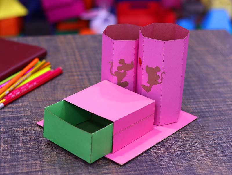 Laser Cut Pencil Box Craft Paper Pencil Holder Origami Craft Box Free Vector File