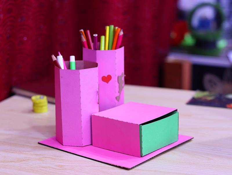Laser Cut Pencil Box Craft Paper Pencil Holder Origami Craft Box Free Vector File