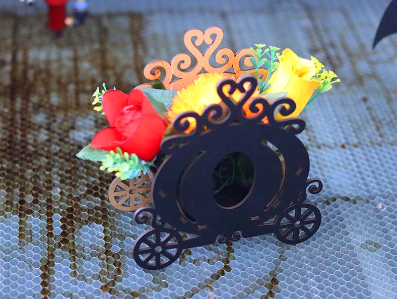 Laser Cut Flower Vase Cart Design Flower Gift Basket Flower Stand 3mm Vector File