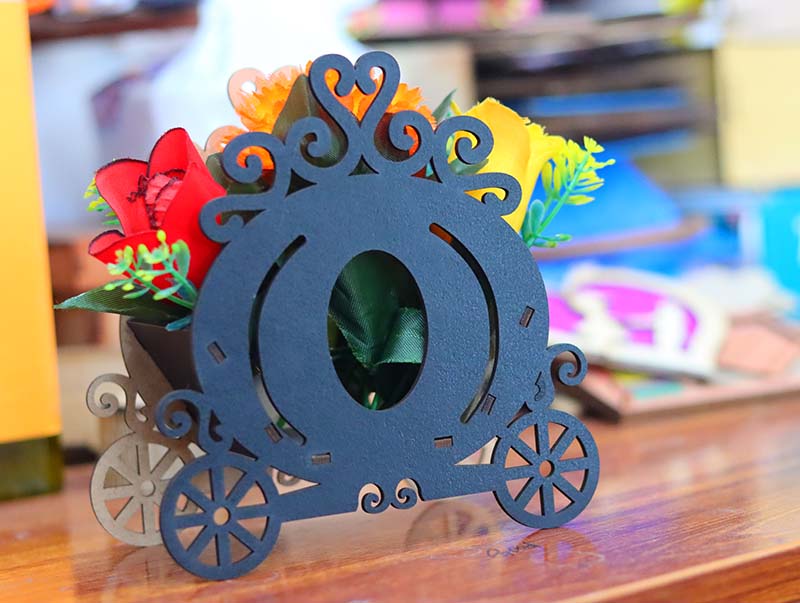 Laser Cut Flower Vase Cart Design Flower Gift Basket Flower Stand 3mm Vector File