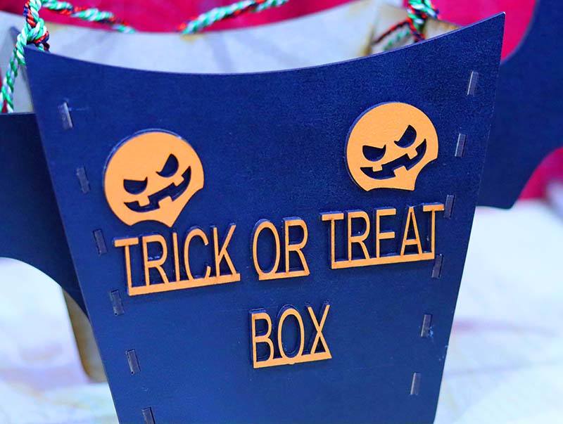 Laser Cut Halloween Trick or Treat Box Halloween Gift Box 3mm Free Vector