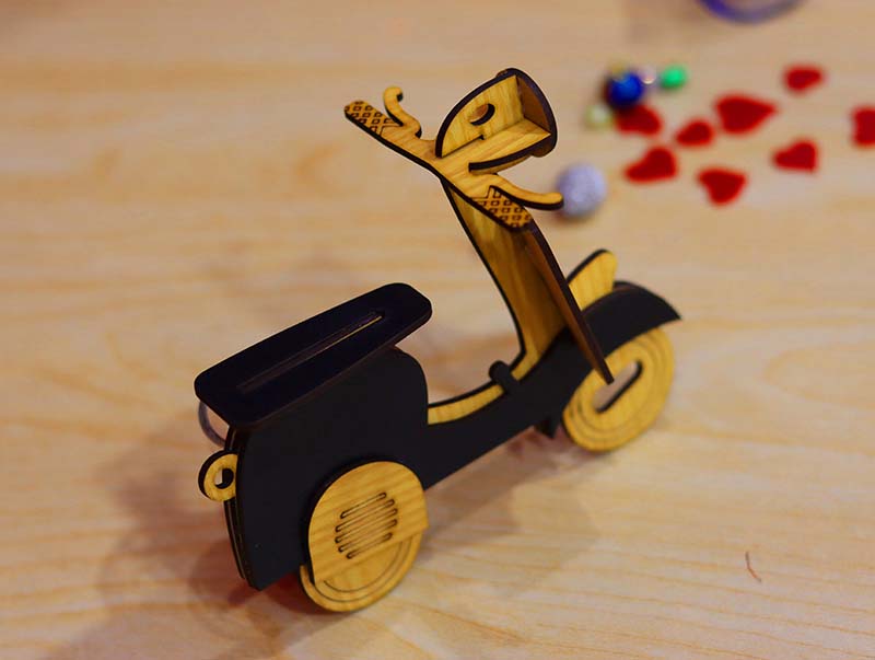 Laser Cut Vespa Vintage Scooter Wooden Toy for Kids 3mm Vector File