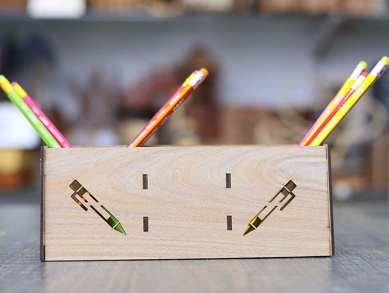 Laser Cut Pencil Box Wooden Simple Desk Organizer Storage Box 3mm Free Vector