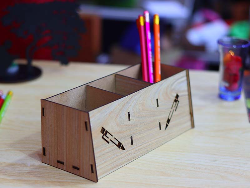 Laser Cut Pencil Box Wooden Simple Desk Organizer Storage Box 3mm Free Vector