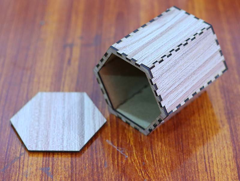 Laser Cut Hexagon Box Wooden Decorative Hexagonal Gift Box 3mm Free Vector