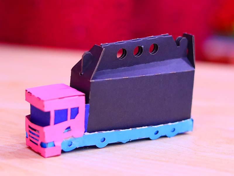 Laser Cut Paper Truck Box DIY Paper Craft Truck Shape Gift Box Free Vector