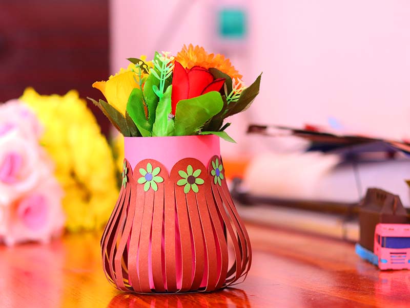 Laser Cut Paper Flower Vase DIY Craft Paper Flower Pot Free Vector