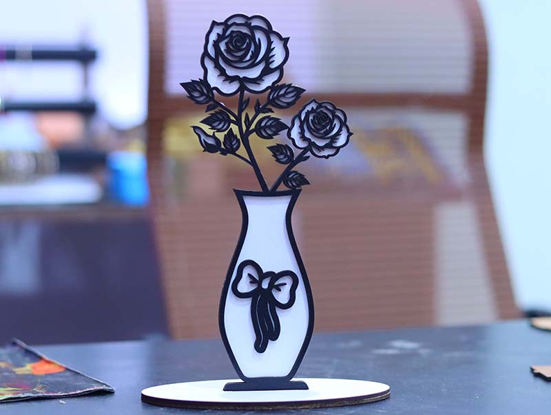 Laser Cut Layered Flower Stand Desk Flower Decoration 3mm Free Vector