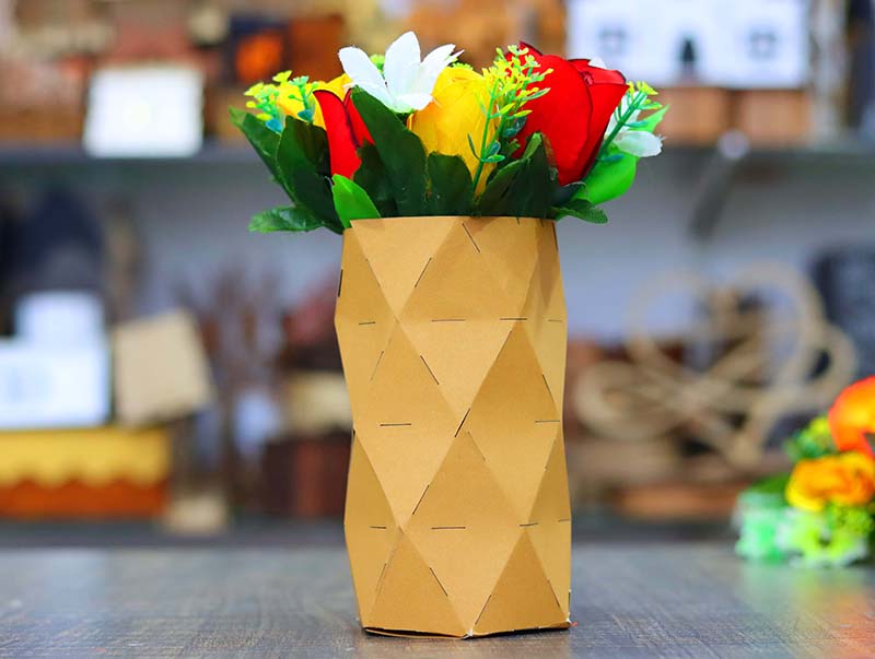 Laser Cut Paper Flower Stand 3D Curved Craft Paper DIY Flower Vase Free Vector