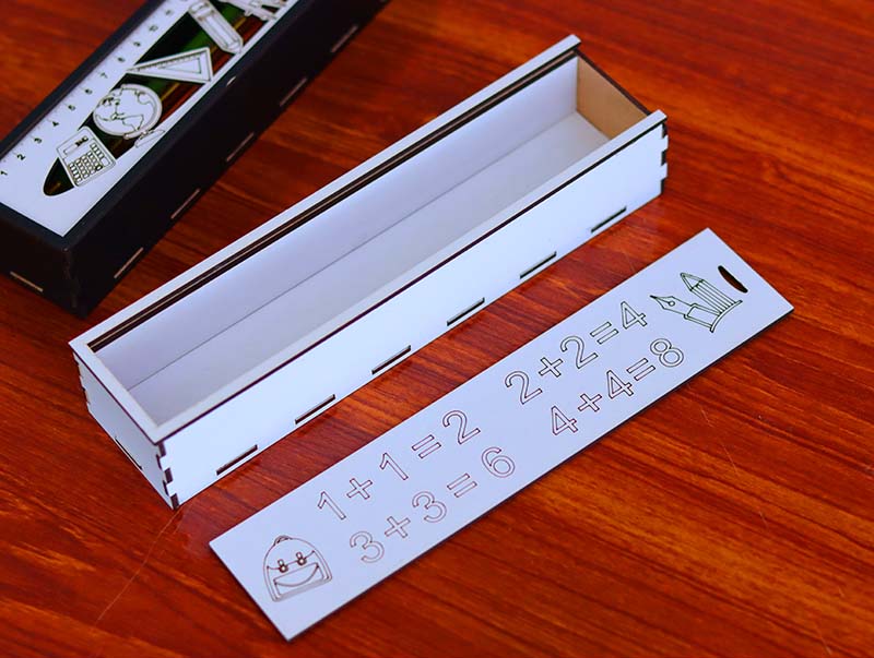 Laser Cut Pencil Box Template Wooden Pen Organizer Geometry Box 3mm Vector File