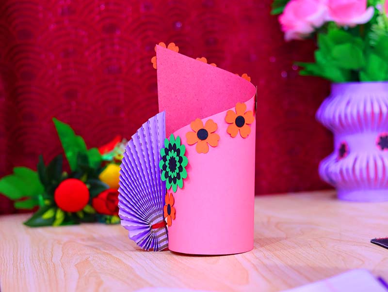 Laser Cut Flower Pot with Paper Origami Paper Craft Flower Vase Vector File