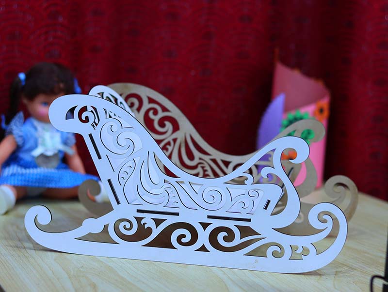 Laser Cut Santa Claus Sleigh 3D Wooden Puzzle Christmas Decoration 3mm Vector File