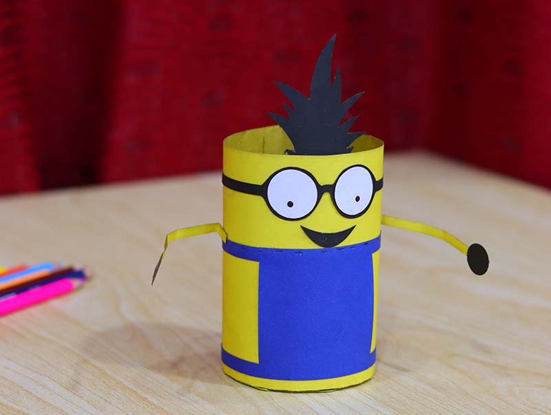 Laser Cut Pencil Box Craft Paper Minions Pencil Holder for Kids Free Vector