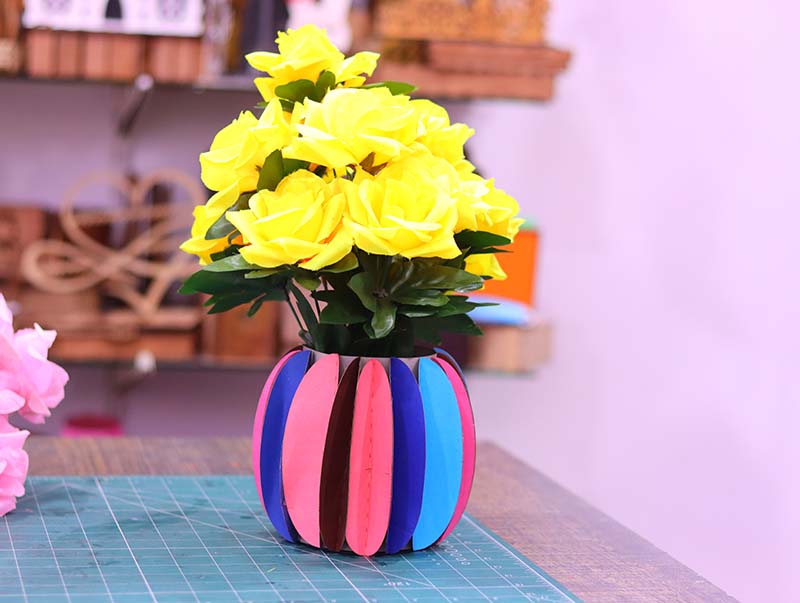 Laser Cut Paper Flower Pot Origami Craft Vase Vector File
