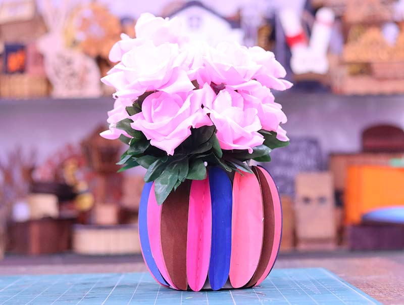 Laser Cut Paper Flower Pot Origami Craft Vase Vector File