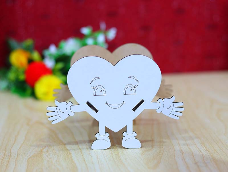 Laser Cut Cute Face Heart Flower Basket Template 3mm Vector File