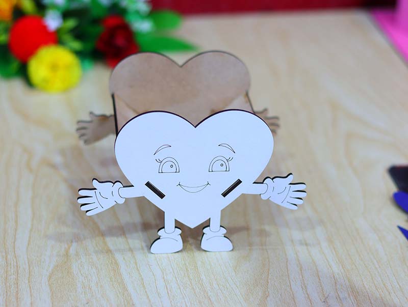 Laser Cut Cute Face Heart Flower Basket Template 3mm Vector File