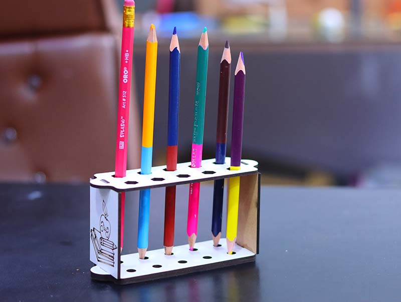 Laser Cut Pencil Holder Template 10 Pencils Stand 3mm Vector File