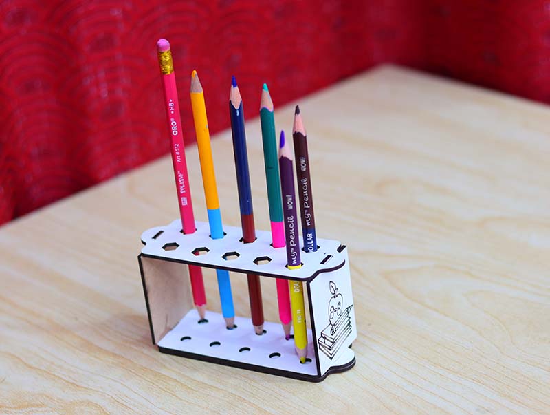 Laser Cut Pencil Holder Template 10 Pencils Stand 3mm Vector File