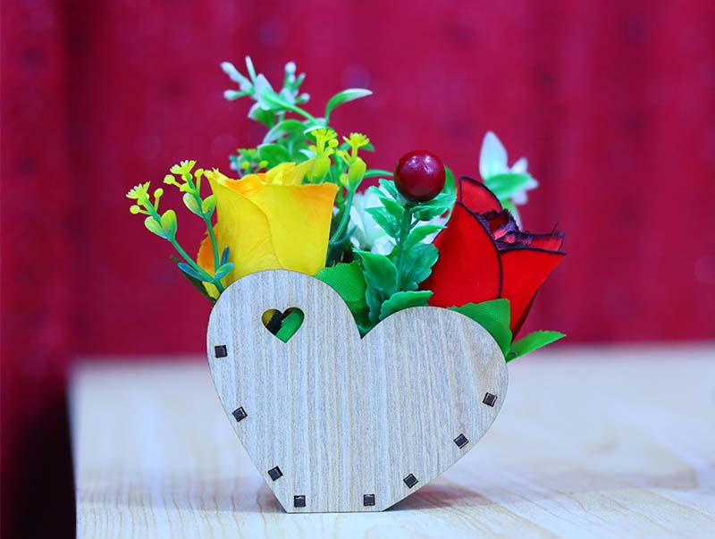 Laser Cut Heart Basket Flower Basket Flower Pot 3mm Vector File