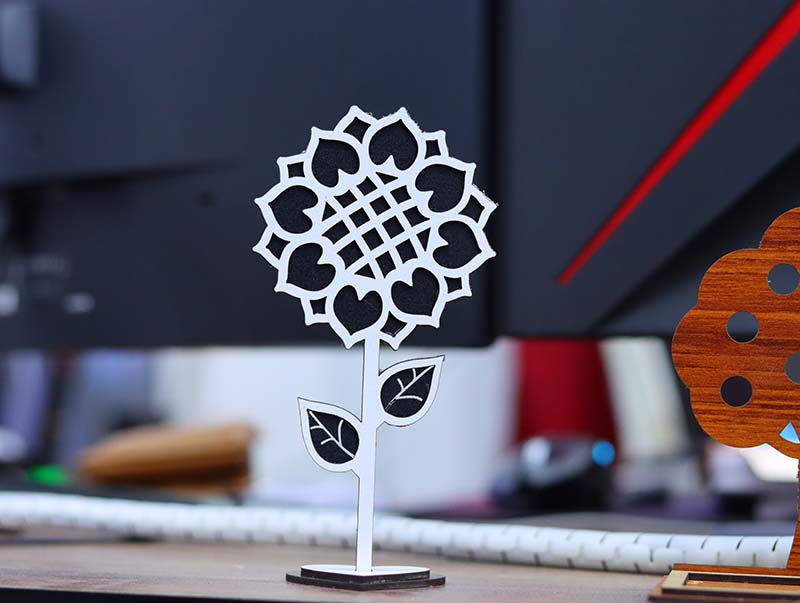 Laser Cut 3D Flower Template Wooden Flower Stand 3mm Vector File