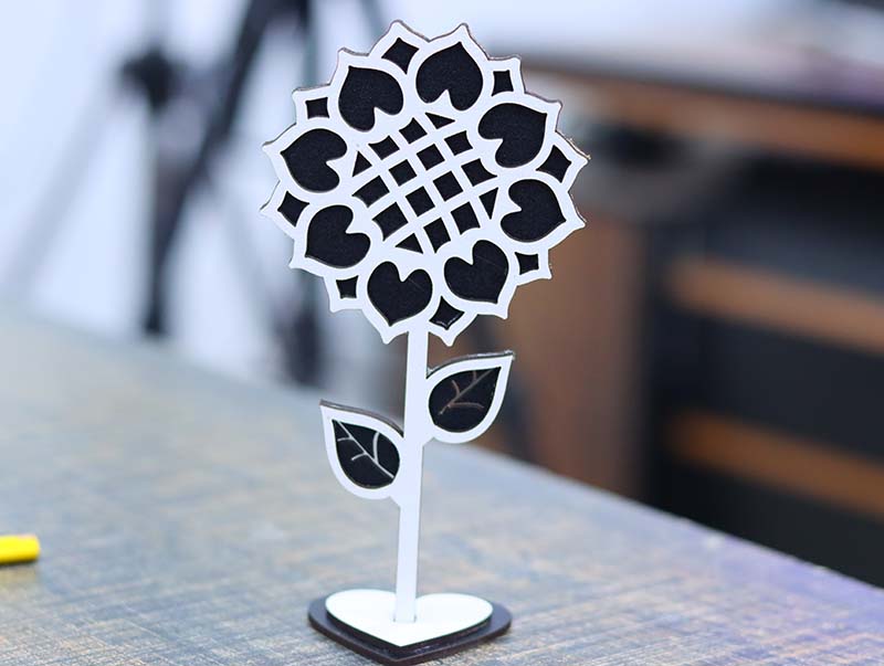 Laser Cut 3D Flower Template Wooden Flower Stand 3mm Vector File