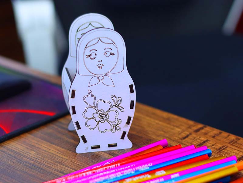 Laser Cut Pencil Holder Matryoshka Doll Pen Box 3mm Vector File