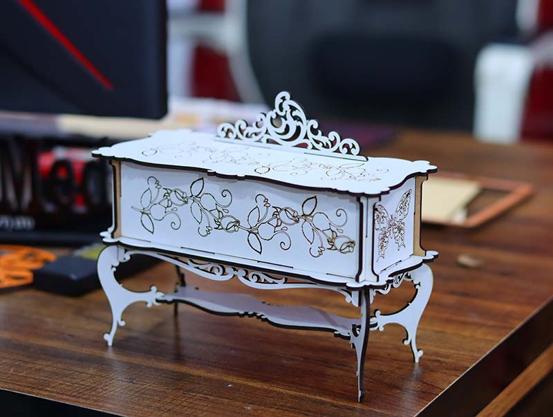 Laser Cut Jewelry Box Template Baroque Wooden Gift Box 3mm Vector File