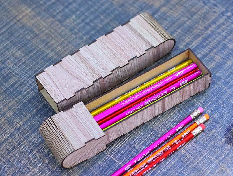 Laser Cut Wooden Pencil Box Pencil Case Sliding Box 3mm Vector File