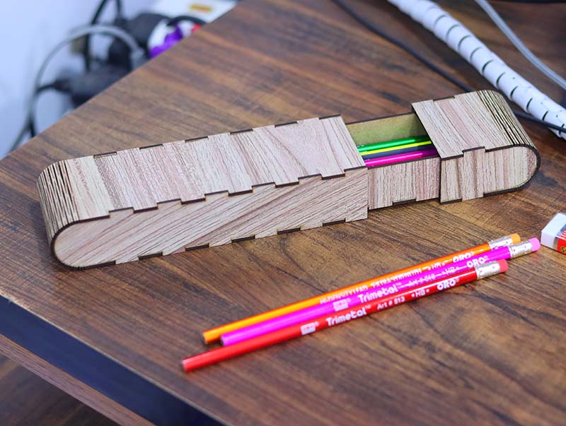 Laser Cut Wooden Pencil Box Pencil Case Sliding Box 3mm Vector File