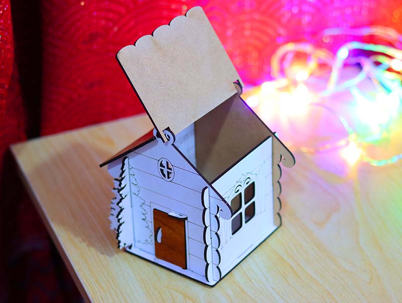 Laser Cut House Shape Gift Box Jewelry Box Template 3mm Vector File