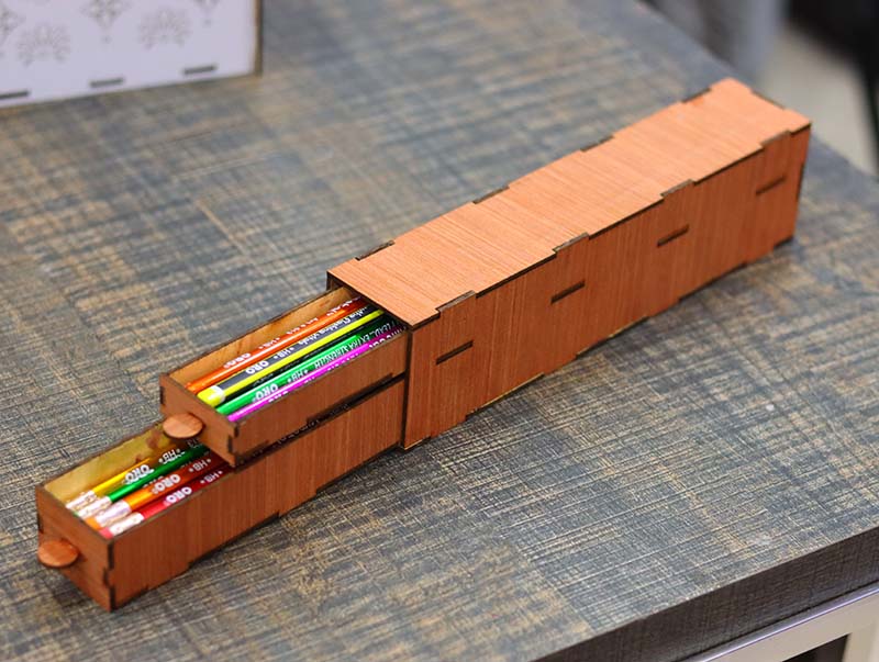 Laser Cut Pencil Holder Template Wooden Pen Case 3mm Vector File