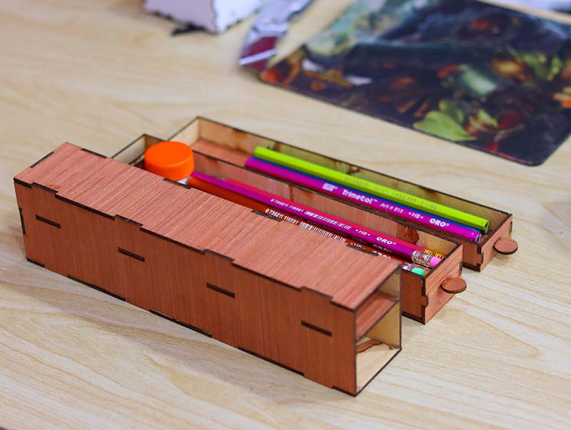 Laser Cut Pencil Holder Template Wooden Pen Case 3mm Vector File