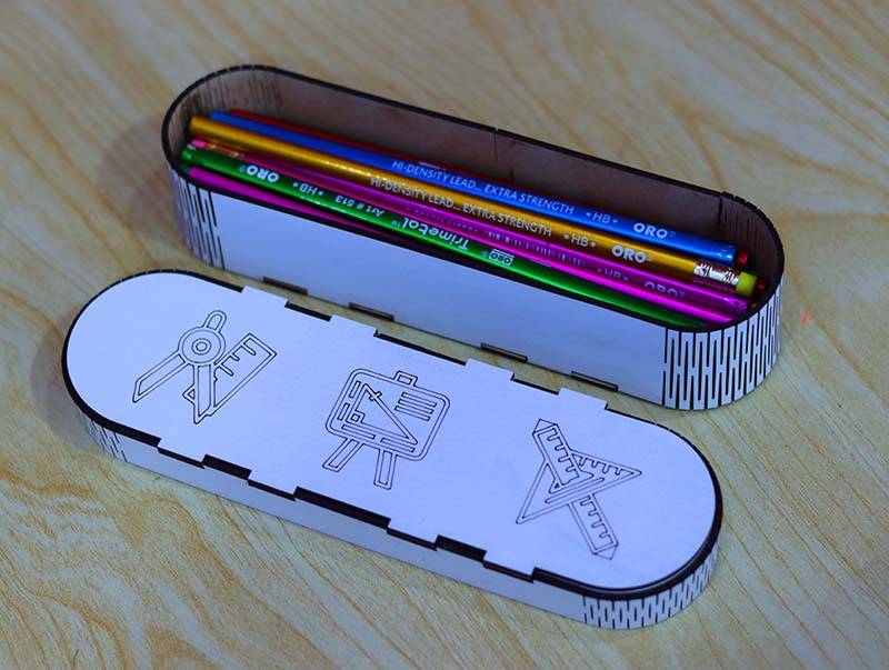 Laser Cut Pen Holder Template Pencil Case Geometry Box 3mm Vector File