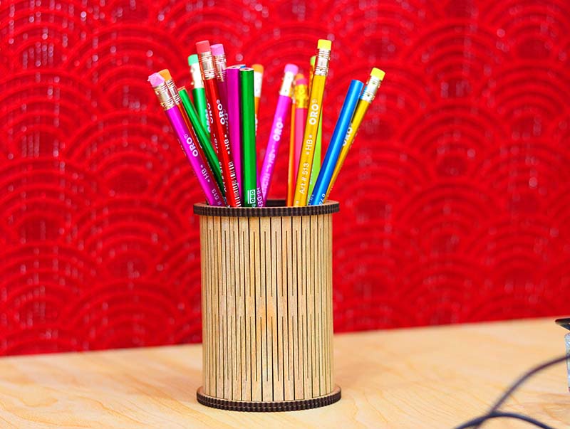 Laser Cut Round Pencil Holder Template 3mm Vector File