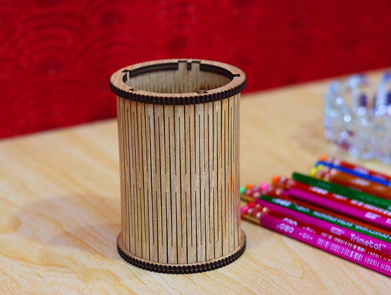 Laser Cut Round Pencil Holder Template 3mm Vector File