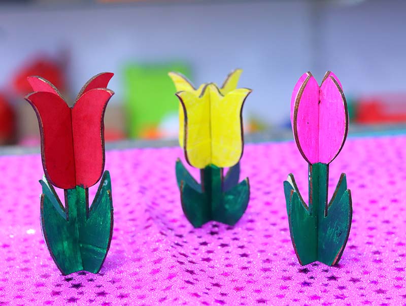 Tulip Flower Wooden Flower Design Laser Cut 3mm Vector File