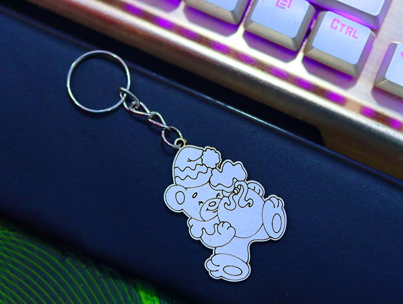 Laser Cut Bear Keychain Template Bear Engraving Keyring Ideas Vector File