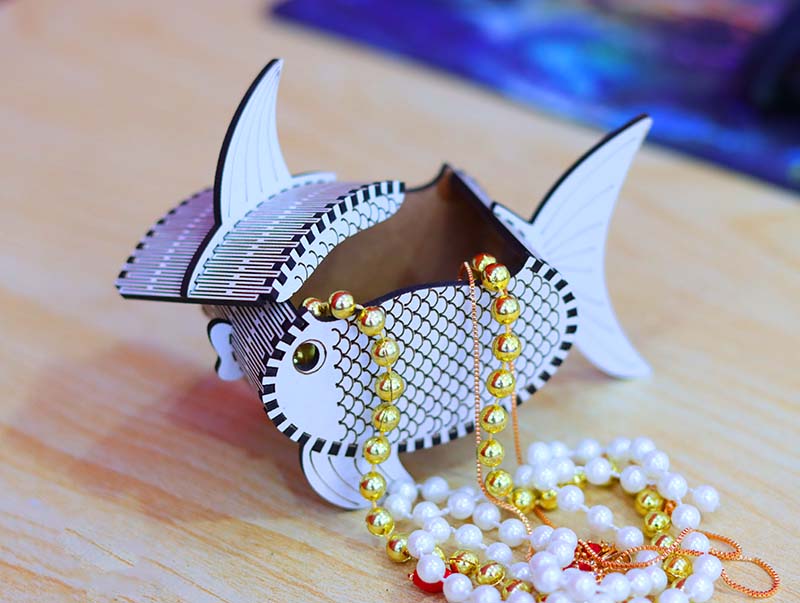 Laser Cut Fish Gift Box 3mm Jewelry Box Template Vector File