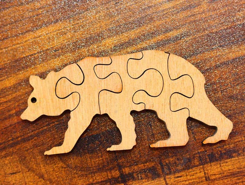 Laser Cut Educational Toys Tmplate Bear 6mm Puzzle Vector File
